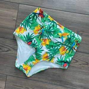 American Apparel High-Waisted Bikini Bottoms in Tropical Parrot Pattern